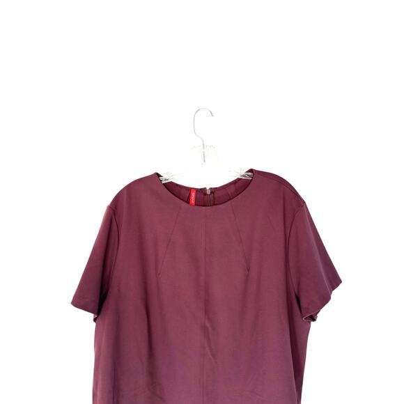Spanx The Perfect Funnel Top Burgundy Plus Short Sleeve Stretch Casual Size 2X - Picture 3 of 12